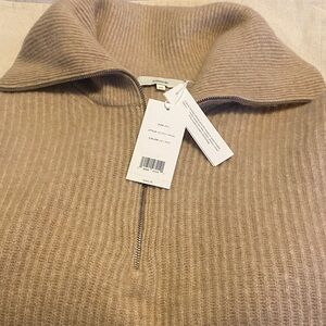 Vince Wool/Laine/Cashmere Ribbed Tan Quarter-Zip Pullover. PAST SEASON. Unworn.